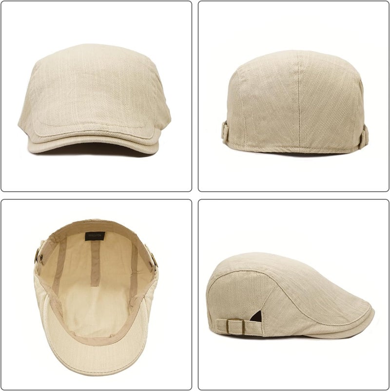 Xinveen Newsboy Hats for Men Flat Cap Cotton Adjustable Breathable Irish Cabbie Ivy Driving Hunting Hat - Image 5